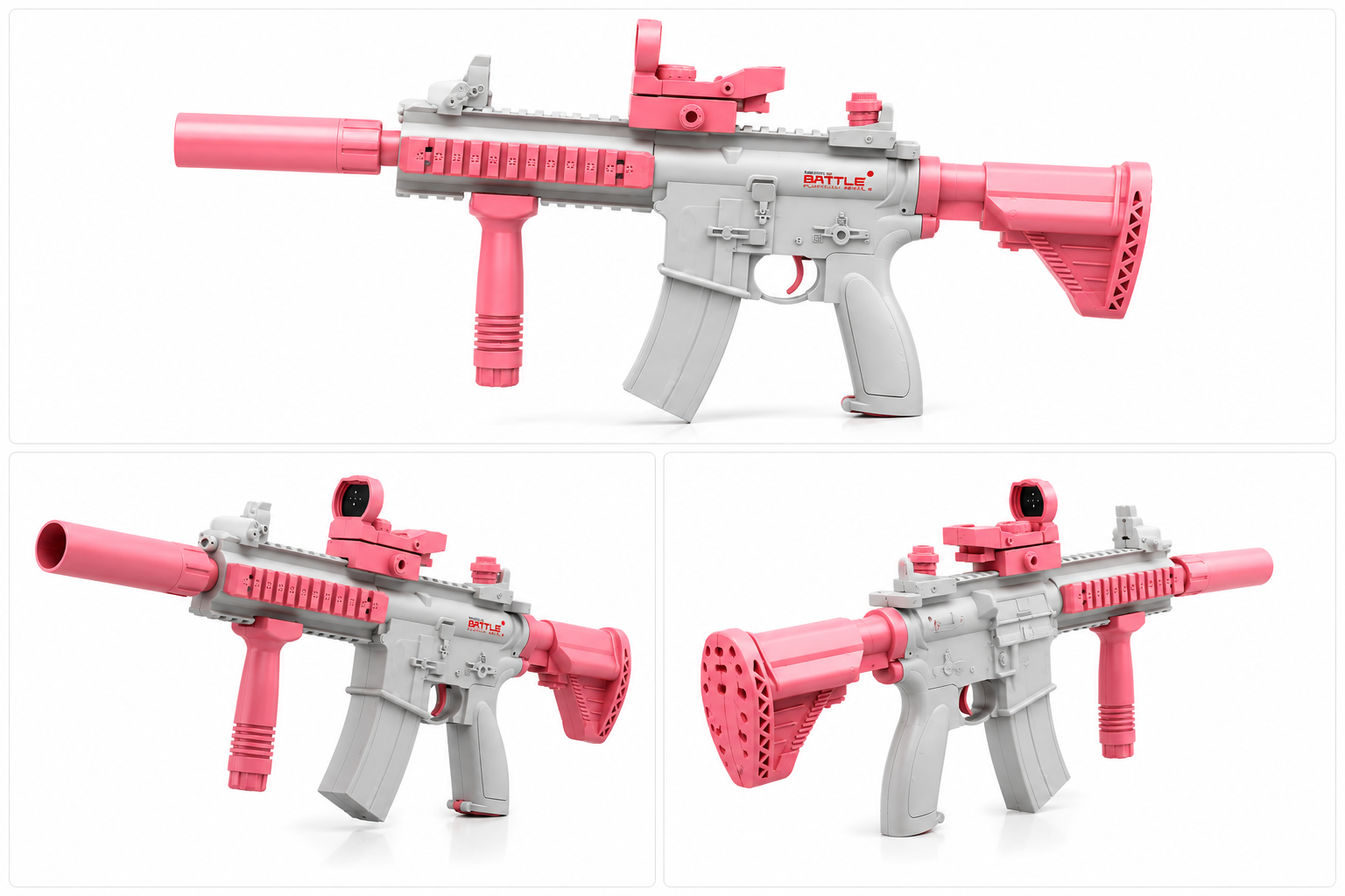 M4 Battle | Pembe Su Tabancası – Otomatik Basınçlı Güçlü Su Atışı