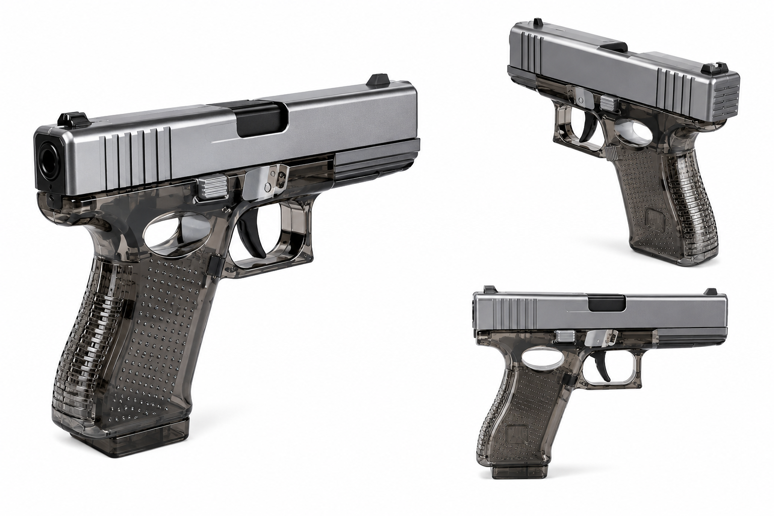 Glock | Şeffaf Gri Su Tabancası – Otomatik Basınçlı Güçlü Su Atışı