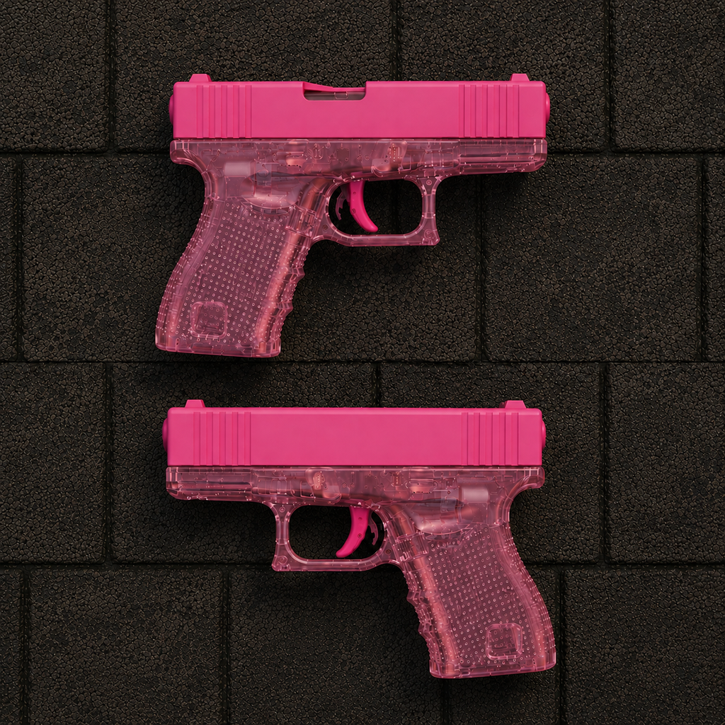 Glock | Şeffaf Pembe Su Tabancası – Otomatik Basınçlı Güçlü Su Atışı