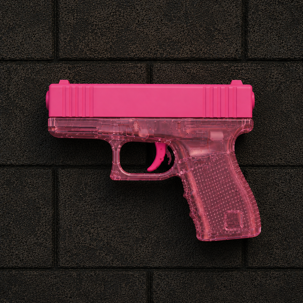 Glock | Şeffaf Pembe Su Tabancası – Otomatik Basınçlı Güçlü Su Atışı